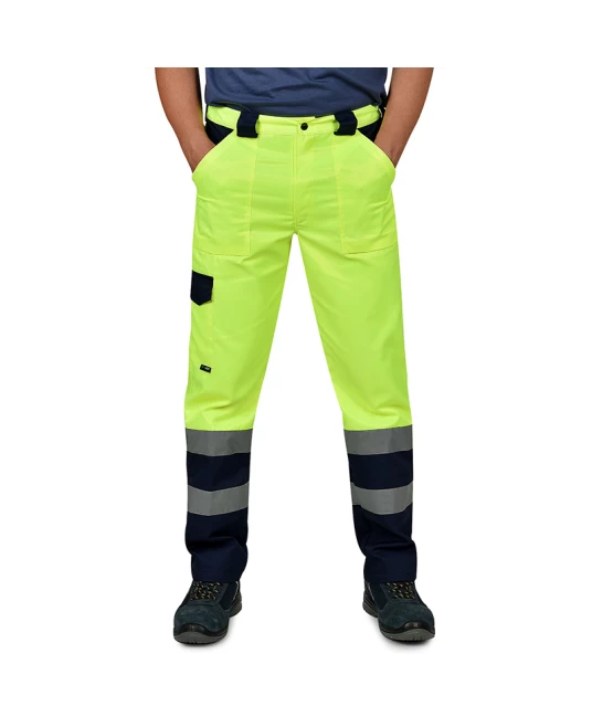 Pantaloni HiVis tercot 250 g/mp, galben negru Pantaloni HiVis tercot 250 g/mp, galben negru