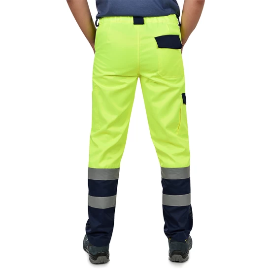 Pantaloni HiVis tercot 250 g/mp, galben negru Pantaloni HiVis tercot 250 g/mp, galben negru