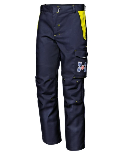 Pantaloni stretch antistatici si ignifugi, arc electric, bleumarin-galben
