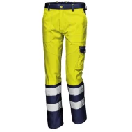 Pantaloni HiVis premium, tercot 55% bumbac, 245g/m2, Galben-bleumarin