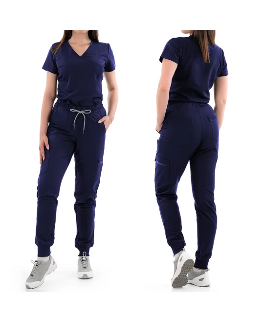 Pantaloni de lucru unisex cu snur in talie si mansete elastice inferioare, bleumarin Pantaloni de lucru unisex cu snur in talie si mansete elastice inferioare, bleumarin
