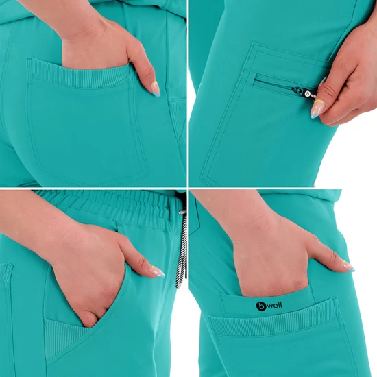 Pantaloni de lucru unisex cu snur in talie si mansete elastice inferioare, verde Pantaloni de lucru unisex cu snur in talie si mansete elastice inferioare, verde