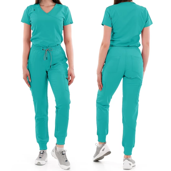 Pantaloni de lucru unisex cu snur in talie si mansete elastice inferioare, verde Pantaloni de lucru unisex cu snur in talie si mansete elastice inferioare, verde