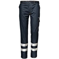 Pantaloni de lucru Simbol benzi reflectorizante, bumbac 270g/m2, bleumarin