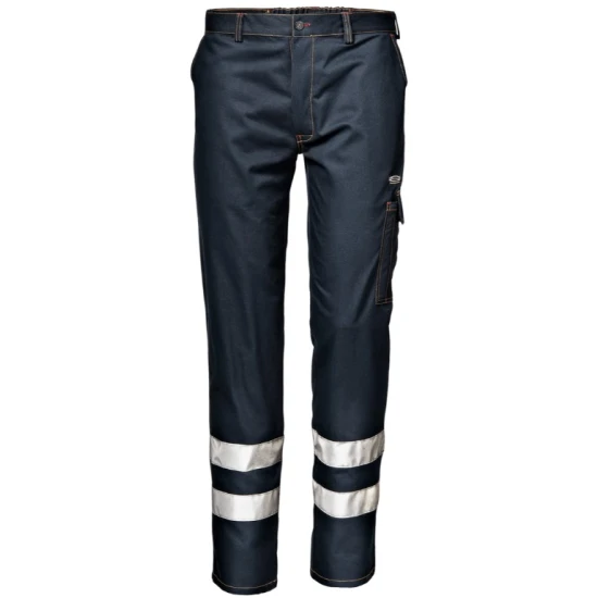 Pantaloni de lucru Simbol benzi reflectorizante, bumbac 270g/m2, bleumarin