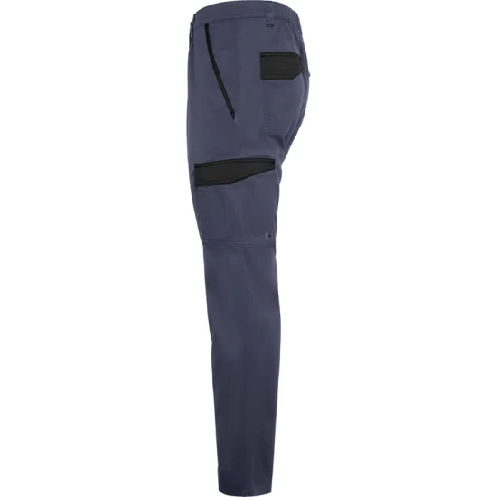 Pantaloni de lucru elastan cargo, tercot 250g/m2,  gri inchis-negru