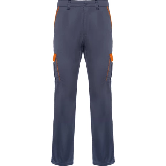 Pantaloni de lucru elastan cargo, tercot 250g/m2,  gri inchis-portocaliu
