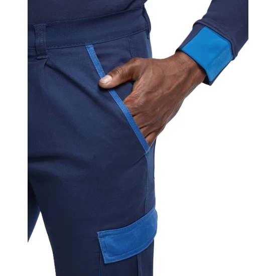 Pantaloni de lucru elastan cargo, tercot 250g/m2, bleumarin-albastru royal Pantaloni de lucru elastan cargo, tercot 250g/m2, bleumarin-albastru royal