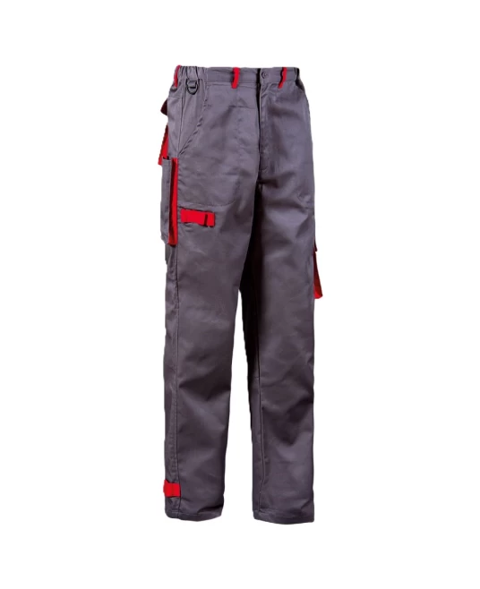 Pantaloni de lucru Cargo, tercot 235g/m2, gri-rosu Pantaloni de lucru Cargo, tercot 235g/m2, gri-rosu