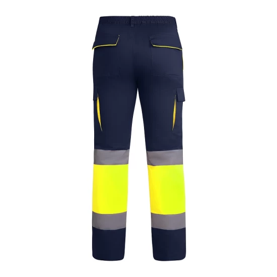Pantaloni vatuiti HiVis cu dungi reflectorizante, bleumarin-galben Pantaloni vatuiti HiVis cu dungi reflectorizante, bleumarin-galben