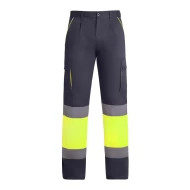 Pantaloni vatuiti HiVis cu dungi reflectorizante, gri-galben