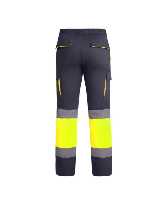 Pantaloni vatuiti HiVis cu dungi reflectorizante, gri-galben Pantaloni vatuiti HiVis cu dungi reflectorizante, gri-galben
