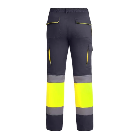 Pantaloni vatuiti HiVis cu dungi reflectorizante, gri-galben Pantaloni vatuiti HiVis cu dungi reflectorizante, gri-galben