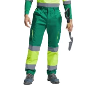 Pantaloni vatuiti HiVis cu dungi reflectorizante, verde-galben