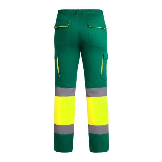 Pantaloni vatuiti HiVis cu dungi reflectorizante, verde-galben Pantaloni vatuiti HiVis cu dungi reflectorizante, verde-galben