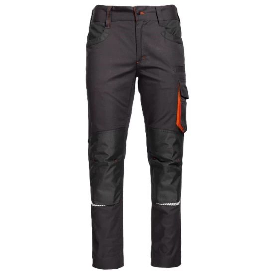 Pantaloni de lucru tercot Kastor stretch, 250g/m2, negru/portocaliu Pantaloni de lucru tercot Kastor stretch, 250g/m2, negru/portocaliu