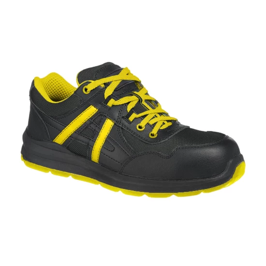 Pantofi de protectie sport, bombeu compozit si lamela, S1P Mersey, Negru-galben Pantofi de protectie sport, bombeu compozit si lamela, S1P Mersey, Negru-galben
