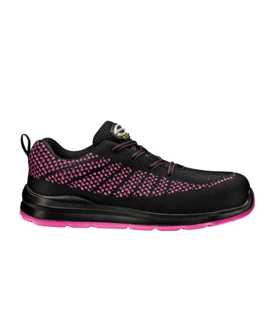 Pantofi de protectie usori S1PS FO SR, model pentru femei, negru-roz Pantofi de protectie usori S1PS FO SR, model pentru femei, negru-roz