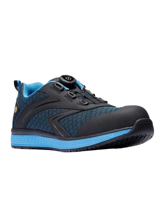 Pantofi de protectie S1PS ESD, inchidere cu rozeta, culoare Negru-albastru Pantofi de protectie S1PS ESD, inchidere cu rozeta, culoare Negru-albastru