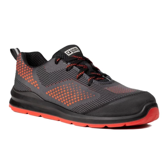 Pantofi de protectie S1P SR FO, bombeu metalic, lamela antiperforare, rosu-gri