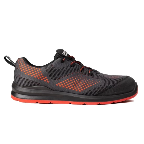 Pantofi de protectie S1P SR FO, bombeu metalic, lamela antiperforare, rosu-gri