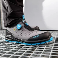 Pantofi de protectie sport S1PS ESD Jeti, inchidere cu rozeta, culoare gri-albastru Pantofi de protectie sport S1PS ESD Jeti, inchidere cu rozeta, culoare gri-albastru