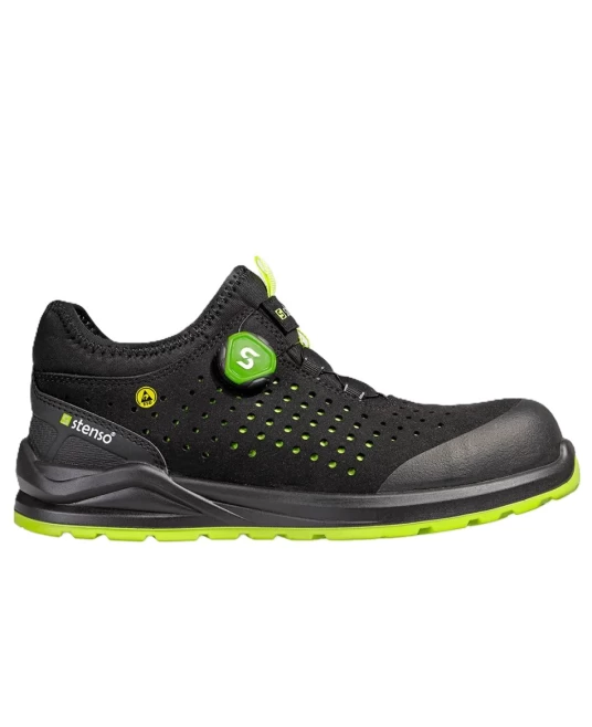 Pantofi de protectie sport S1PS ESD Jeti, sistem inchidere cu rozeta, negru-verde Pantofi de protectie sport S1PS ESD Jeti, sistem inchidere cu rozeta, negru-verde