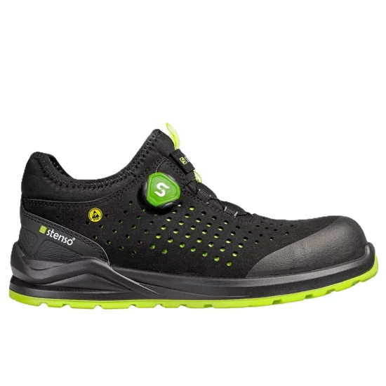 Pantofi de protectie sport S1PS ESD, sistem inchidere BOA, negru-verde Pantofi de protectie sport S1PS ESD, sistem inchidere BOA, negru-verde