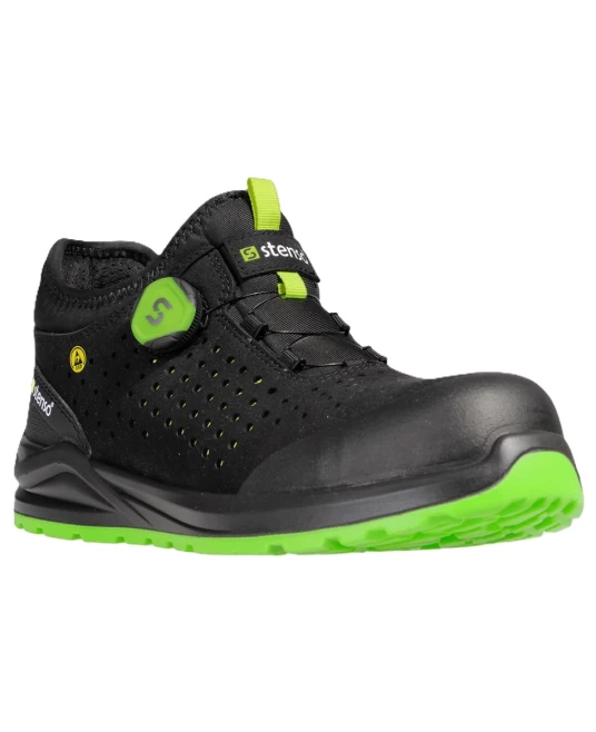 Pantofi de protectie sport S1PS ESD Jeti, sistem inchidere cu rozeta, negru-verde Pantofi de protectie sport S1PS ESD Jeti, sistem inchidere cu rozeta, negru-verde