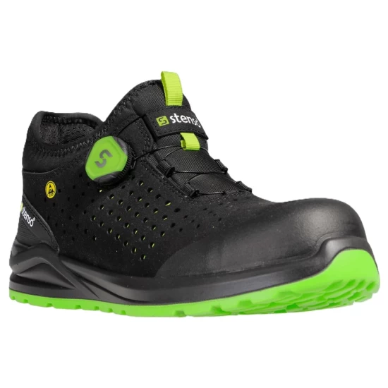 Pantofi de protectie sport S1PS ESD, sistem inchidere BOA, negru-verde Pantofi de protectie sport S1PS ESD, sistem inchidere BOA, negru-verde