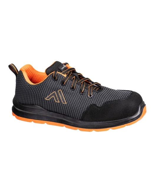 Pantofi de protectie sport S3S SR FO, bombeu fibre sticla, lamela antiperforatie compozit, Negru/Portocaliu Pantofi de protectie sport S3S SR FO, bombeu fibre sticla, lamela antiperforatie compozit, Negru/Portocaliu