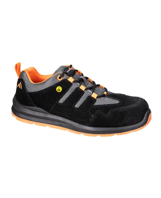 Pantofi de protectie usori si respirabili, bombeu compozit, S1 ESD SR FO, Negru/Portocaliu Pantofi de protectie usori si respirabili, bombeu compozit, S1 ESD SR FO, Negru/Portocaliu