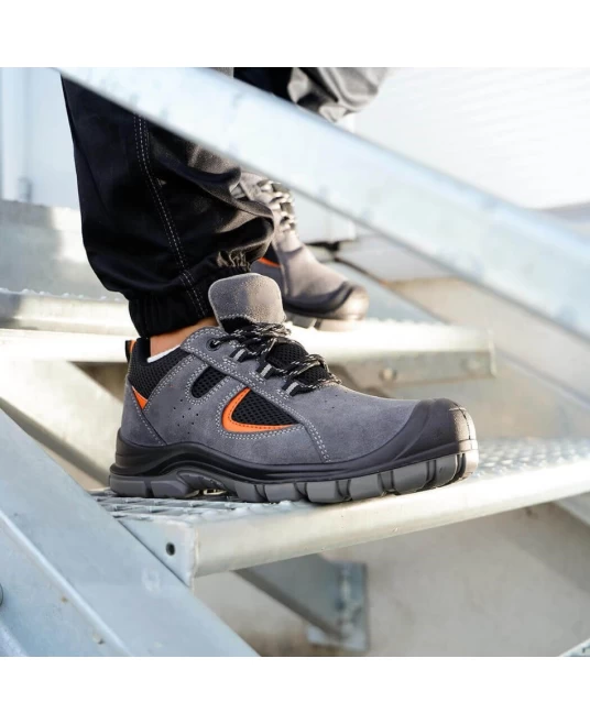 Pantofi de protectie S1, perforatii aerisire, gri-portocaliu Pantofi de protectie S1, perforatii aerisire, gri-portocaliu