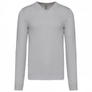 Pulover barbati cu guler in V, Gri melange