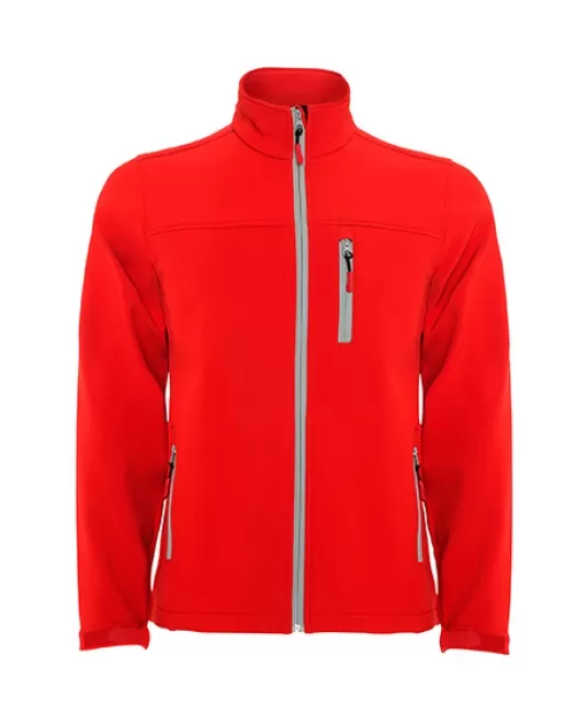 Jacheta softshell barbati, fermoar contrastant, Rosu Jacheta softshell barbati, fermoar contrastant, Rosu