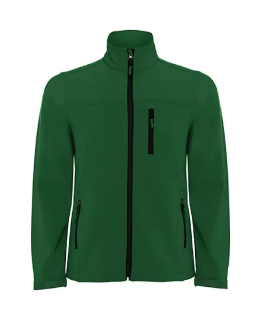 Jacheta softshell barbati, fermoar contrastant, Verde