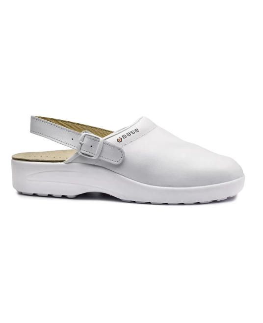 Saboti premium din piele, albi, Base OB SRC Saboti premium din piele, albi, Base OB SRC