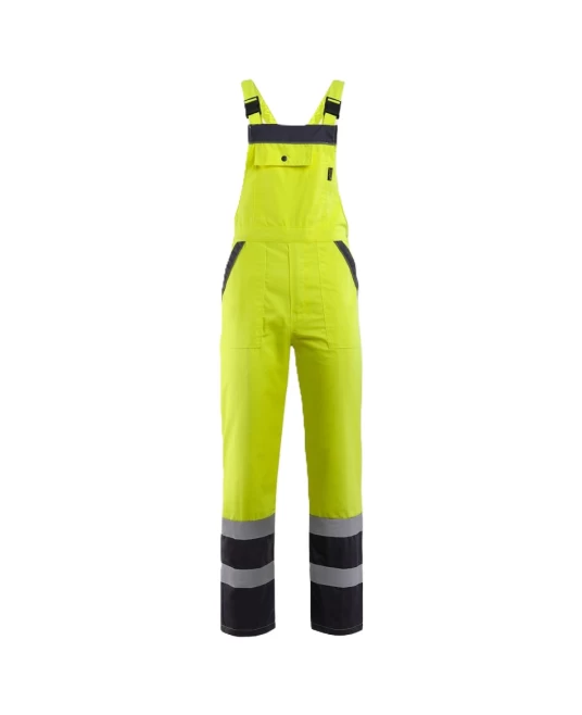 Salopeta cu pieptar HiVis dungi reflectorizante Colins, tercot 240g/m2, galben negru