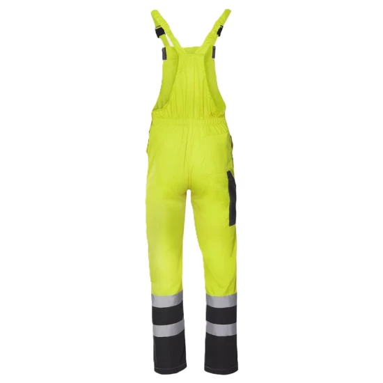 Salopeta cu pieptar HiVis dungi reflectorizante Colins, tercot 240g/m2, galben negru Salopeta cu pieptar HiVis dungi reflectorizante Colins, tercot 240g/m2, galben negru