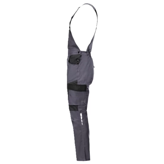 Salopeta cu pieptar subtire, ENOS stretch gri-negru, 210g/m2 Salopeta cu pieptar subtire, ENOS stretch gri-negru, 210g/m2