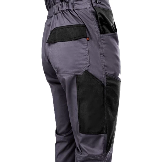Salopeta cu pieptar subtire, ENOS stretch gri-negru, 210g/m2 Salopeta cu pieptar subtire, ENOS stretch gri-negru, 210g/m2