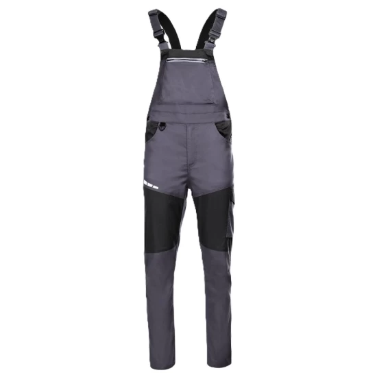 Salopeta cu pieptar subtire, ENOS stretch gri-negru, 210g/m2 Salopeta cu pieptar subtire, ENOS stretch gri-negru, 210g/m2