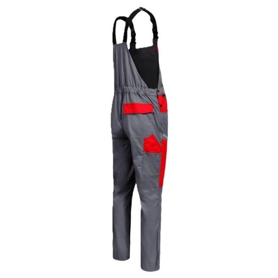 Salopeta cu pieptar subtire, ENOS stretch gri-rosu, 210g/m2 Salopeta cu pieptar subtire, ENOS stretch gri-rosu, 210g/m2