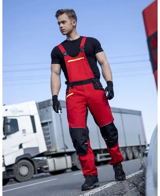 Salopeta cu pieptar  4xstretch premium slimfit, rosu Salopeta cu pieptar  4xstretch premium slimfit, rosu