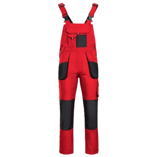 Salopeta cu pieptar rezistenta la uzura Kastori tercot 260g/m2, rosu negru Salopeta cu pieptar rezistenta la uzura Kastori tercot 260g/m2, rosu negru