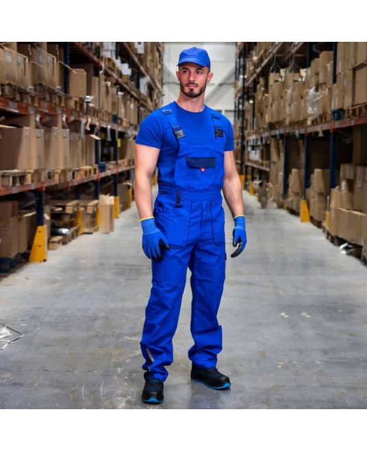 Salopeta cu pieptar subtire, Prisma light stretch, tercot ripstop 190g/m2 albastru-bleumarin