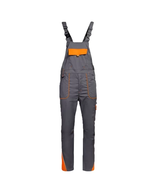 Salopeta cu pieptar subtire Prisma Light stretch, tercot ripstop 190g/m2, gri-portocaliu