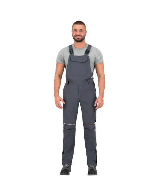 Salopeta cu pieptar bumbac de calitate Raptors, 260g/m2, gri rosu  Salopeta cu pieptar bumbac de calitate Raptors, 260g/m2, gri rosu