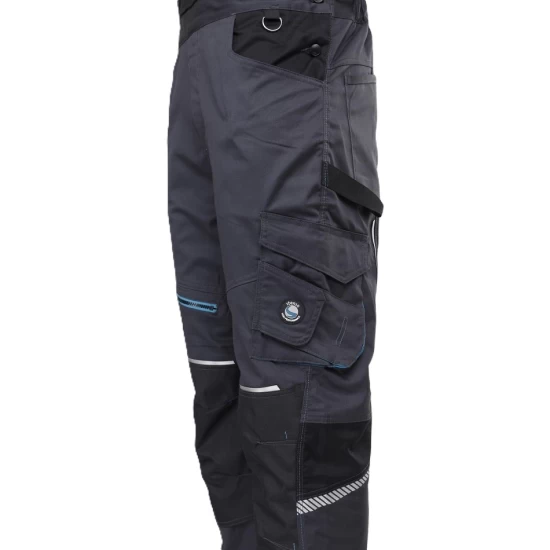 Salopeta cu pieptar 4stretch elastica, gri-albastru Salopeta cu pieptar 4stretch elastica, gri-albastru
