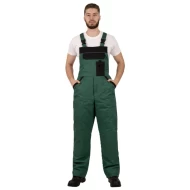 Salopeta cu pieptar vatuita bumbac hidrofobizat, verde cu negru Salopeta cu pieptar vatuita bumbac hidrofobizat, verde cu negru